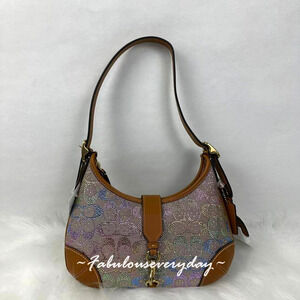 Coach Hamptons Hobo Bag Shoulder In Crystal Signature Jacquard Rainbow CCX16 NWT